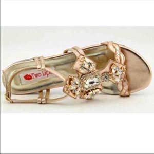 NWT METALLIC COPPER JEWELED SANDALS - 6.5